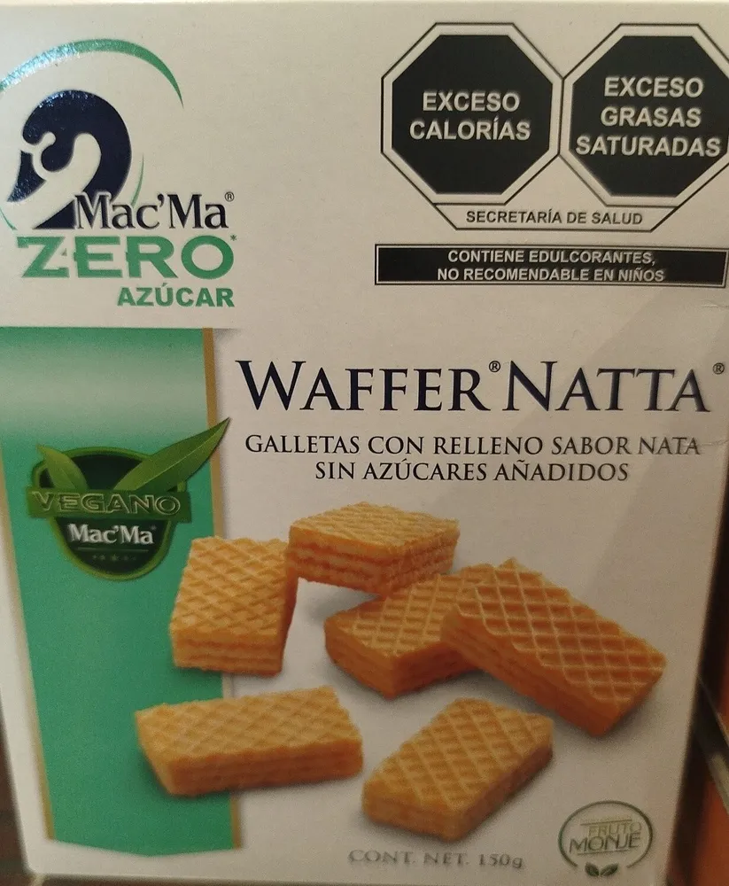 WAFFER NATTA GALLETAS CON RELLENO SABOR NATA SIN AZÚCARES AÑADIDOS