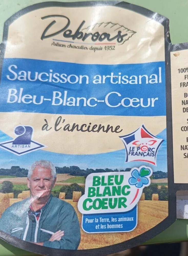 Saucisson artisanal bleu blanc coeur à l'ancienne