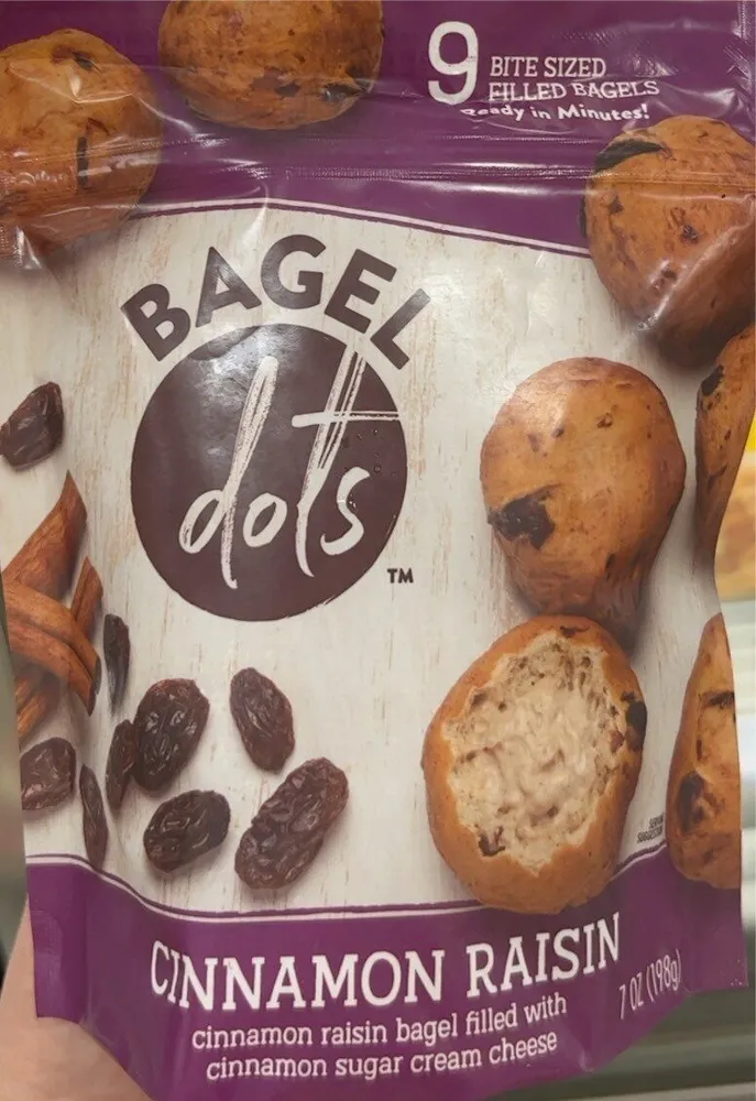 Cinnamon Raisin Bagel Filled With Cinnamon Sugar Cream Cheese, Cinnamon Raisin