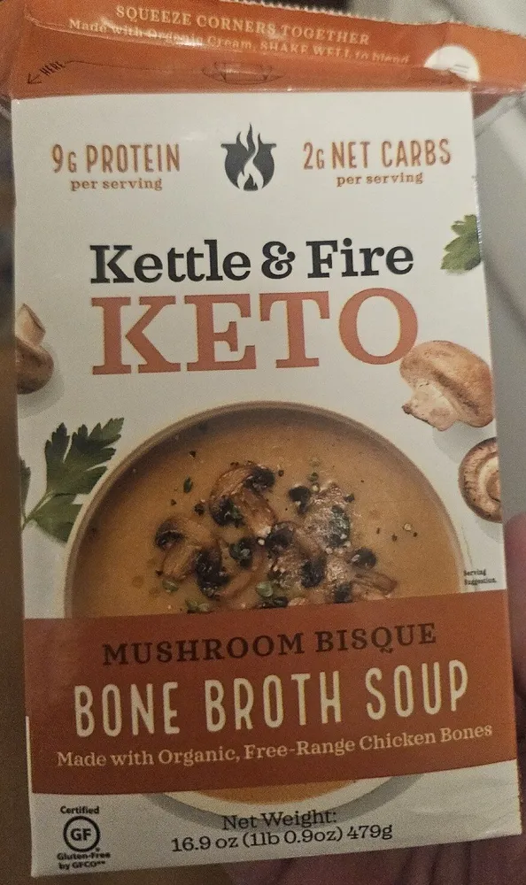 mushroom bisque soup with chicken bone broth