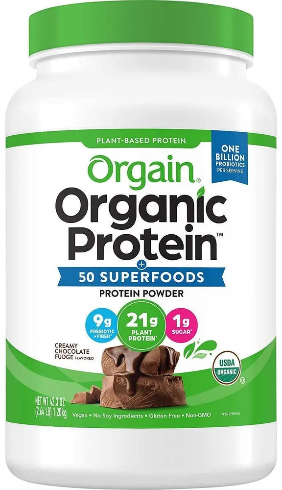Organic Protein Powder, Creamy Chocolate Fudge, 2.74 LB