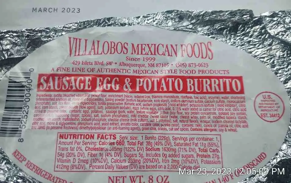 Sausage Egg & Potato Burrito