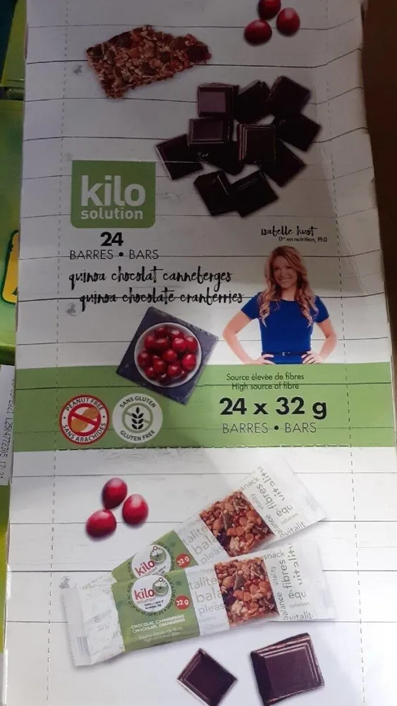Barres chocolat quinoa cranberries