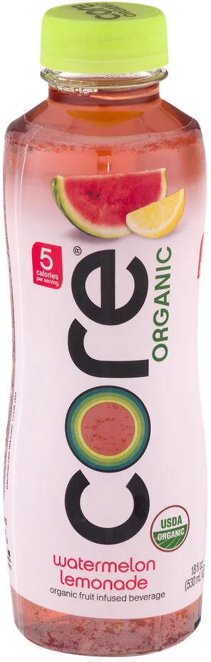 Core organic, organic fruit infused beverage with antioxidants, watermelon lemonade