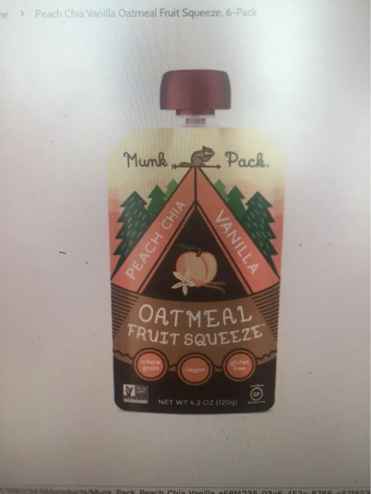 Peach chia vanilla oatmeal fruit squeeze, peach chia vanilla
