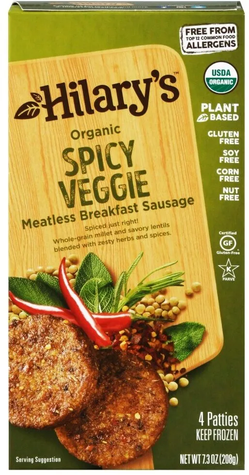Organic spicy veggie meatless breakfast sausage