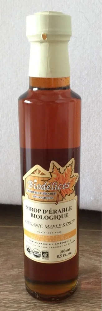 Sirop d'erable biologique