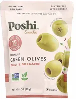 Poshi, Snacks, Premium Green Olives, Chili & Oregano