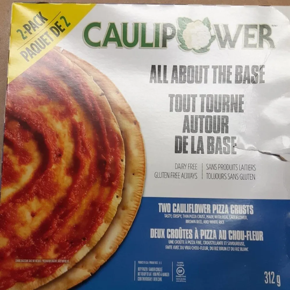 2 croûtes à pizza au chou-fleur