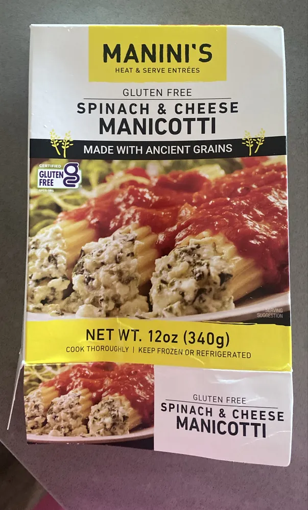 Gluten Free Spinach & Cheese Manicotti