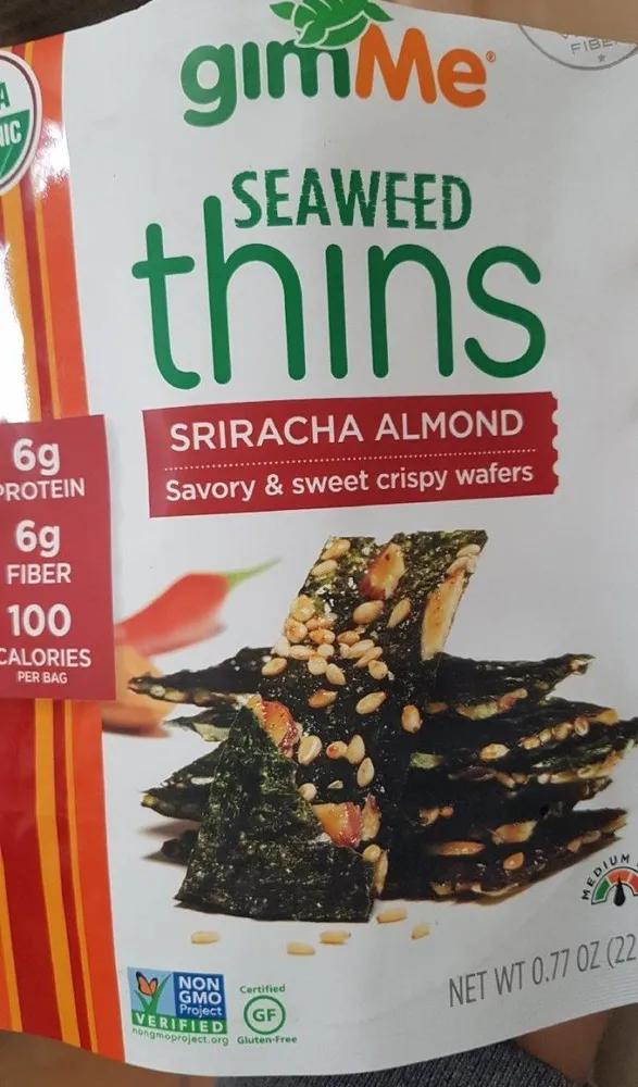 Seaweed thins savory & sweet crispy wafers, sriracha almond