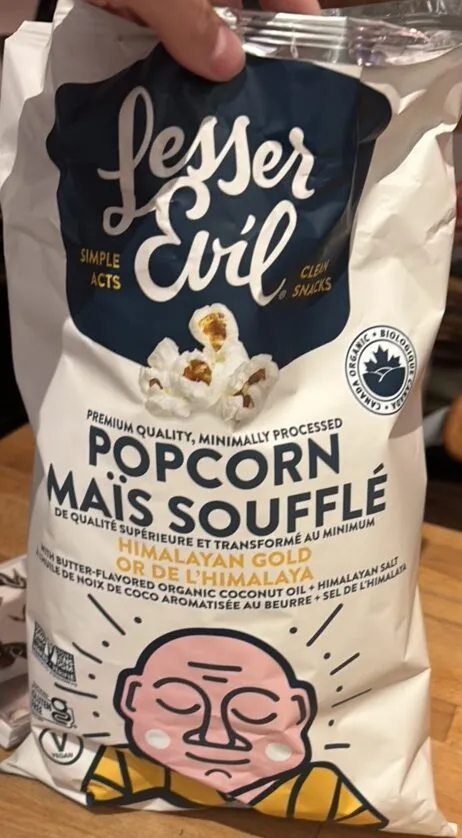 Popcorn de maïs soufflé de qualité supérieure et transformé au minimum