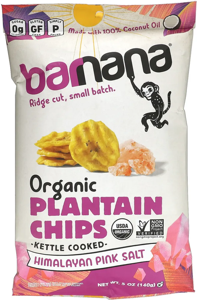 Organic plantain chips himalayan pink salt ounce salty
