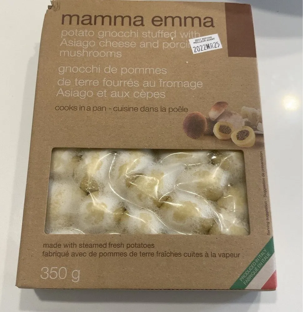 Mamma emma potato gnocchi stuffed with asiago cheese