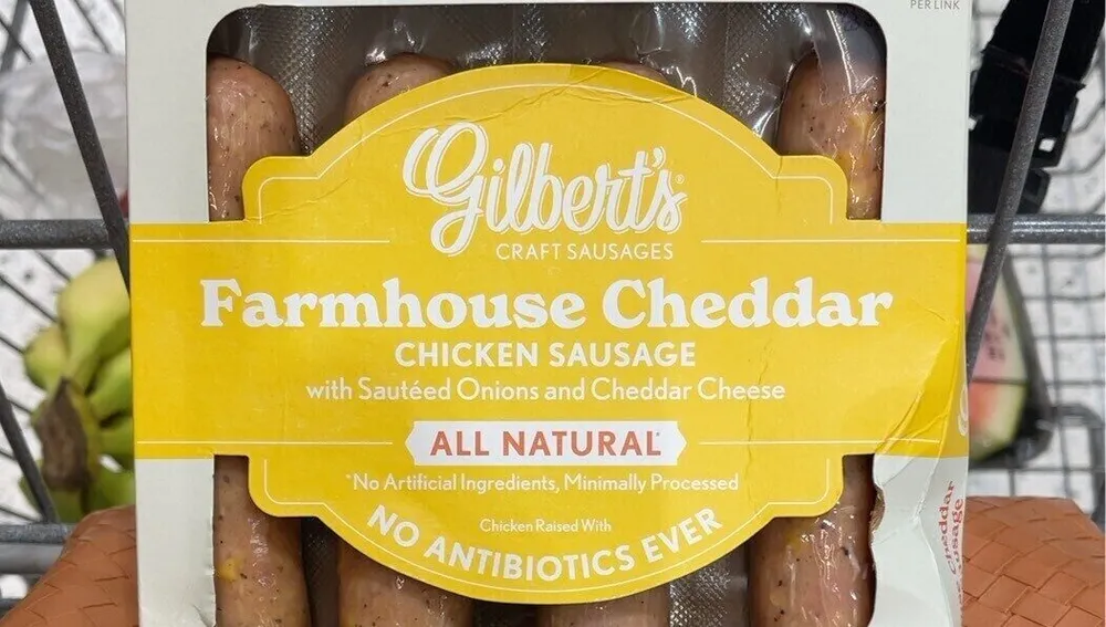 Farmhouse Cheddar Chicken Sausage with Sauteed Onions and Cheddar Cheese