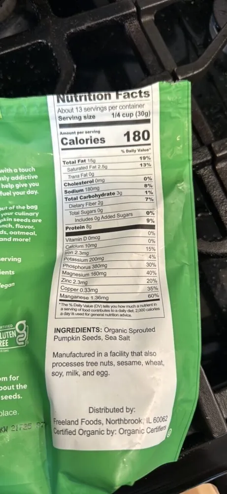 Organic Sprouted Pumpkin Seeds Sea Salt