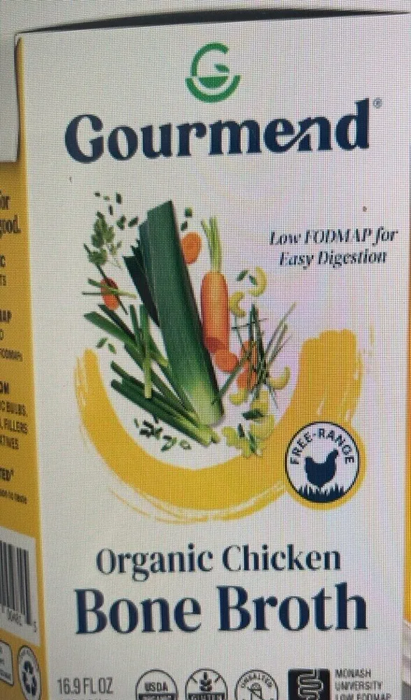 Bouillon d’os de poulet bio faible FODMAP et non salé