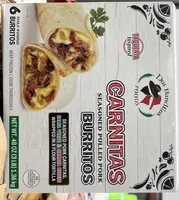 Carnitas seasoned pulled pork burritos