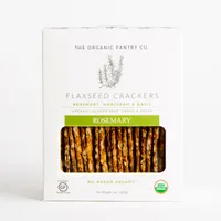 The organic party co, flaxseed crackers, rosemary, rosemary