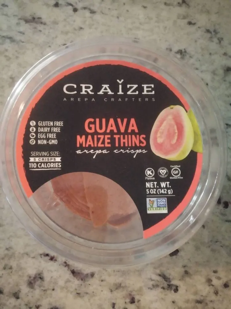 Guava maize thins arepa crisps