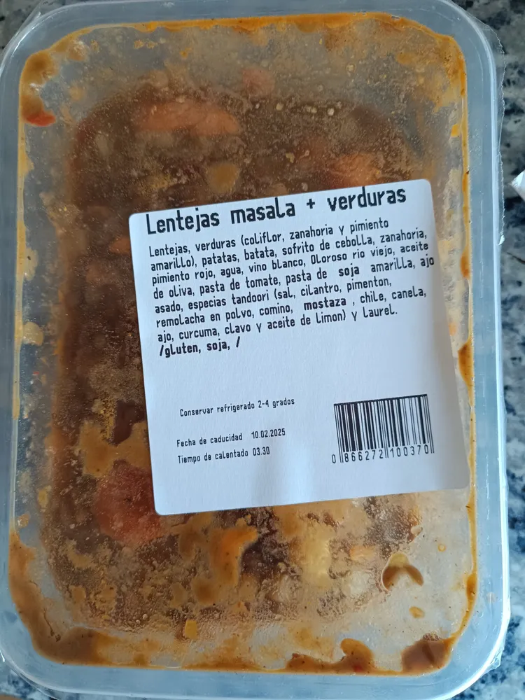Lentejas masala + verduras