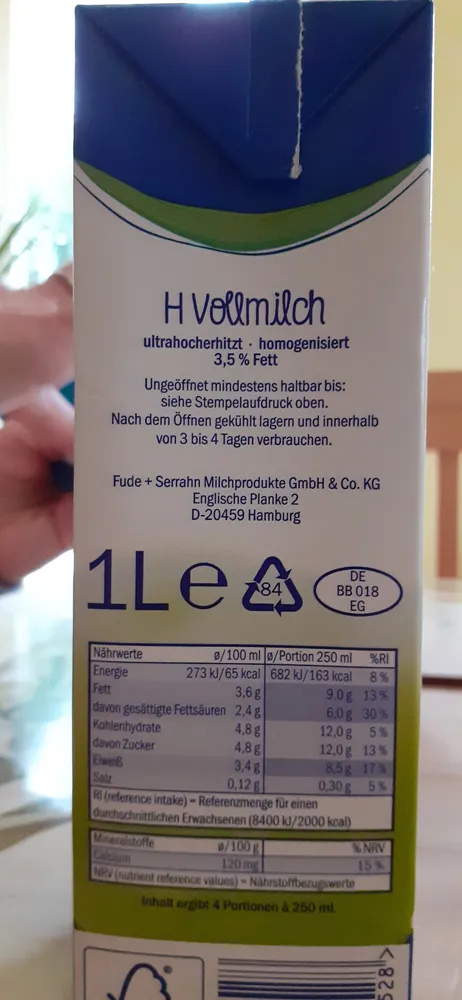 haltbare Vollmilch 3,5%