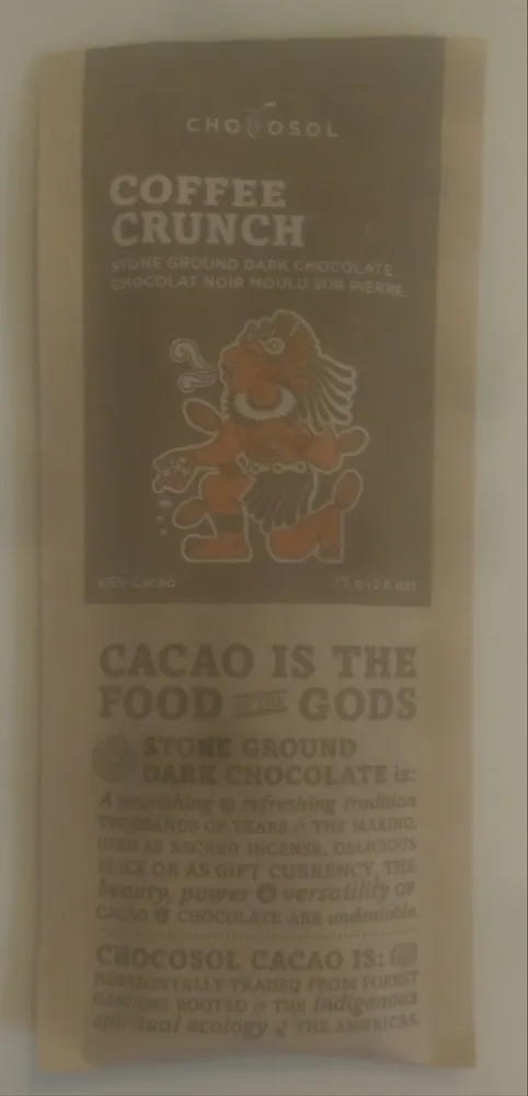 65% Cacao Coffee Crunch Stone Ground Dark Chocolate