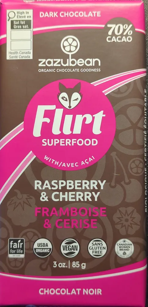 Flirt Superfood Dark Chocolate with Raspberry and Cherry