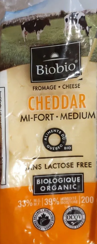 Fromage Cheddar Mi-Fort Sans Lactose Biologique