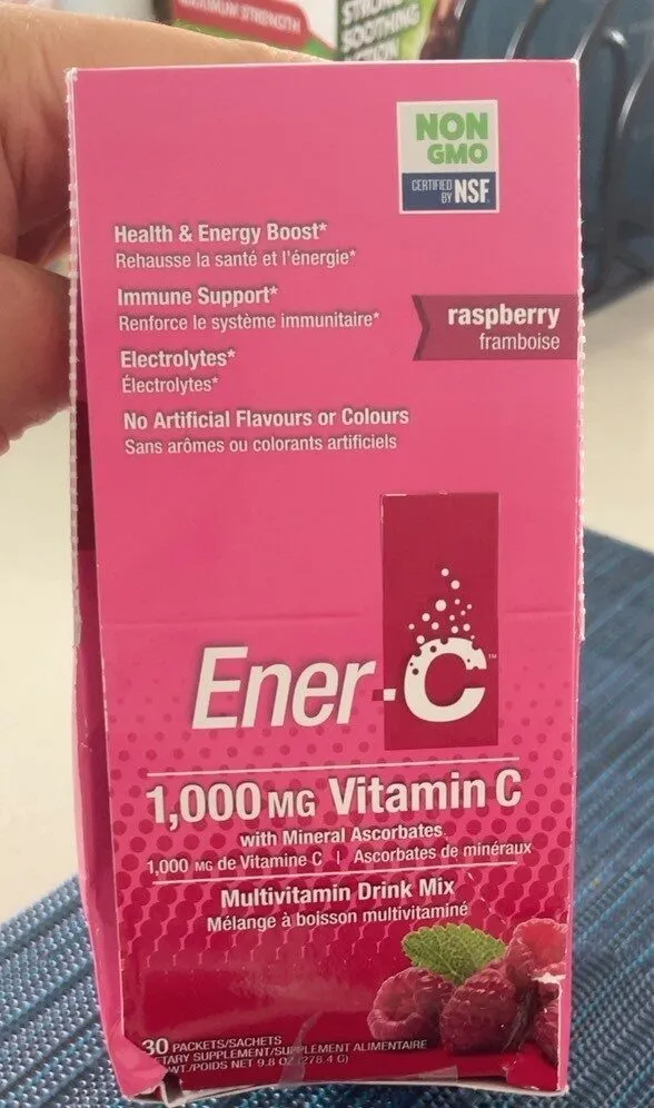 Ener-c Vitamin C Drink Mix Powder Packets Raspberry 1000MG