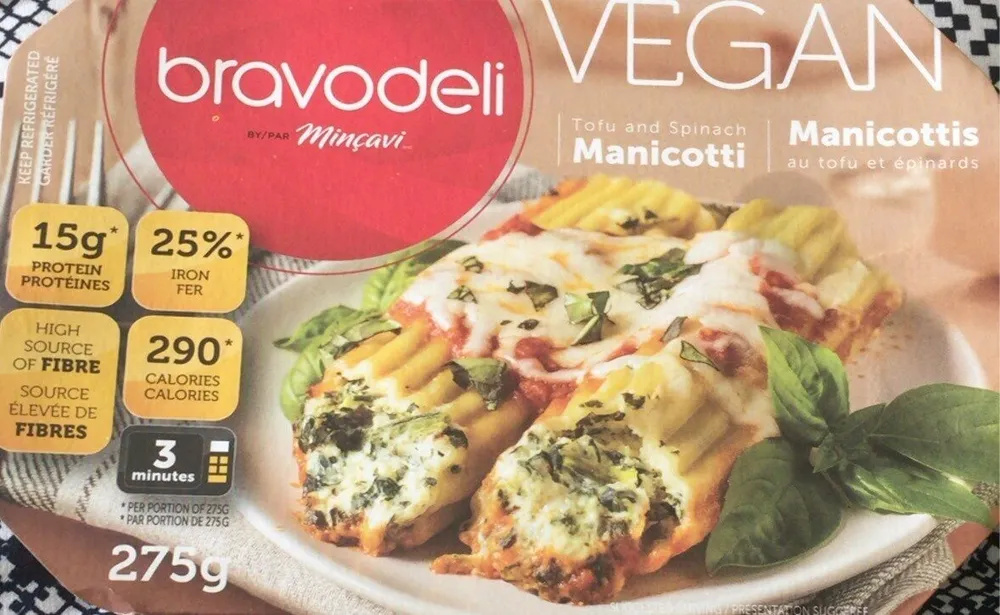 Manicottis au tofu et épinards