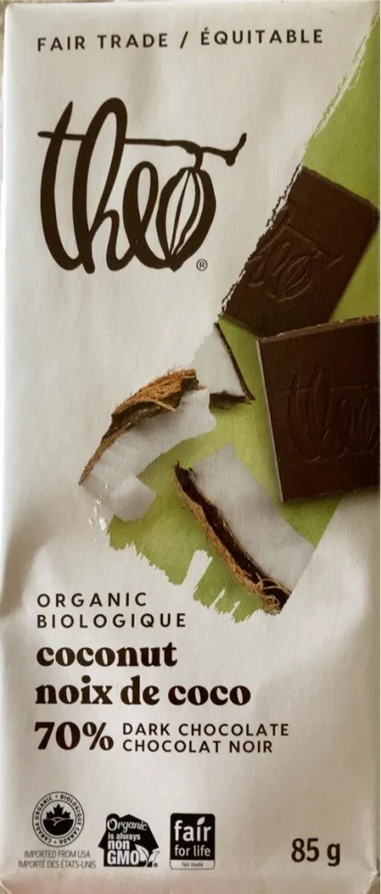 Chocolat Noir 70% biologique noix de coco