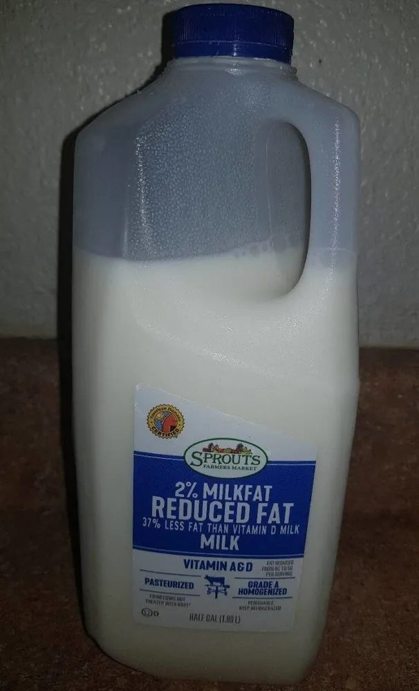 2% milk fat reduced fat milk