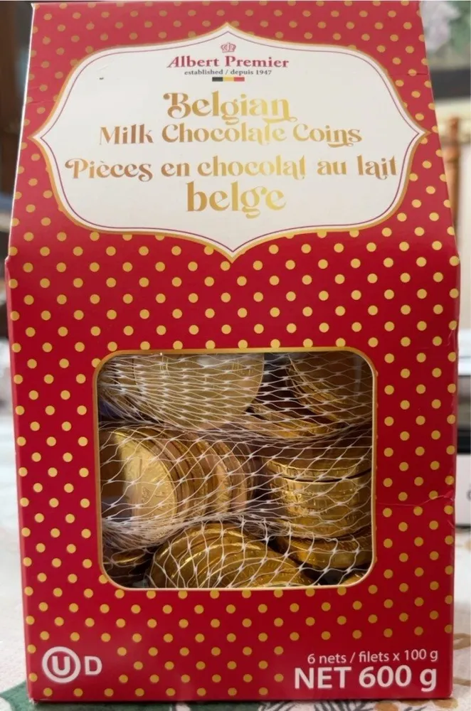 Pièces en chocolat au lait belge