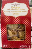 Pièces en chocolat au lait belge