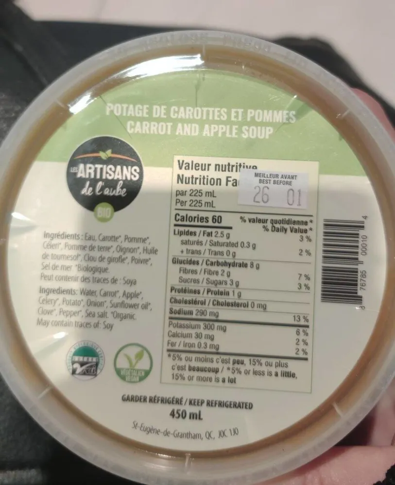 Soupe de carottes et pommes