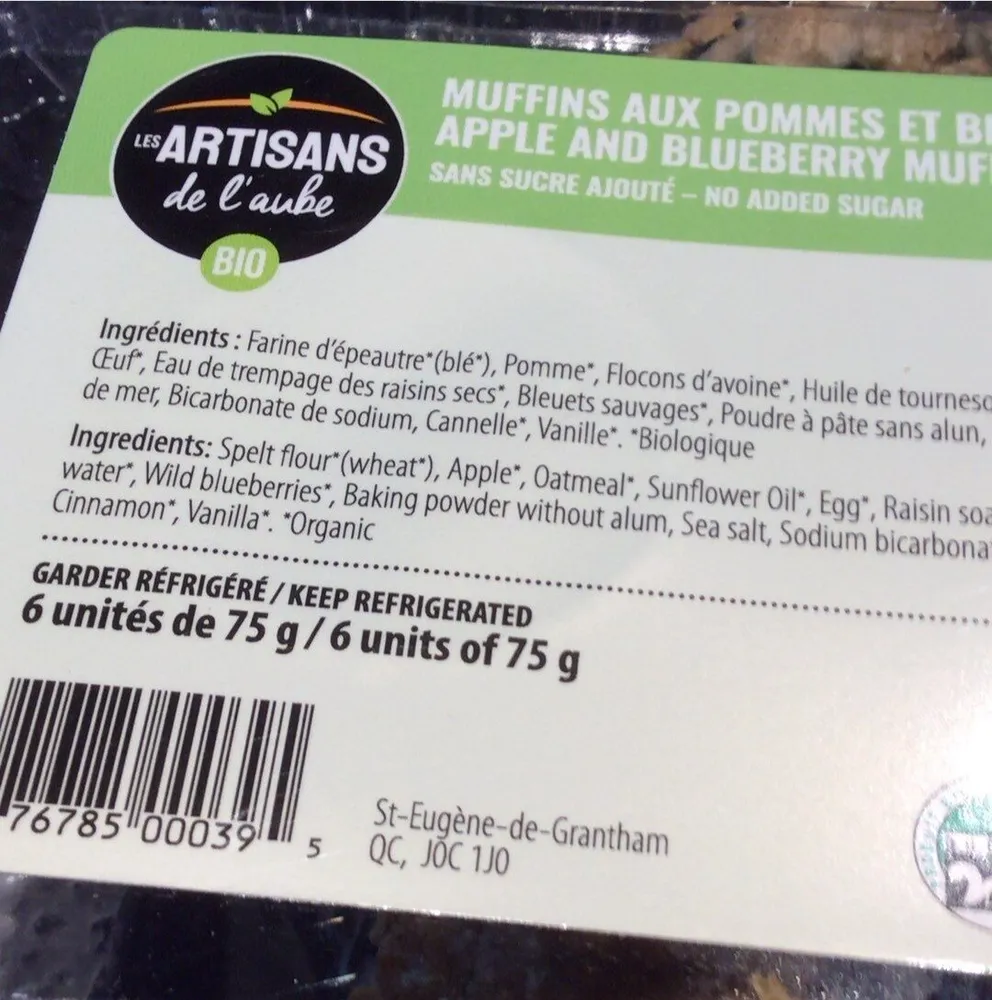 Muffins aux pommes et bleuets