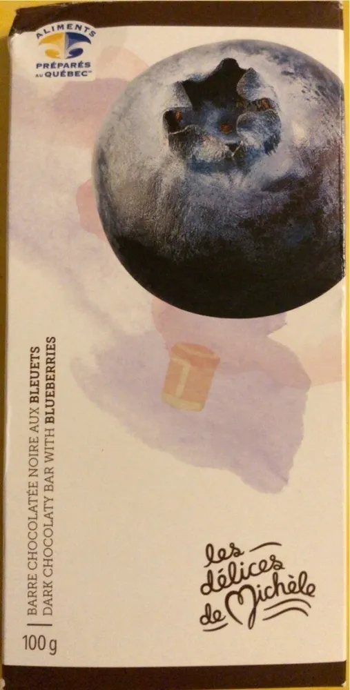 Barre chocolatée aux bleuets