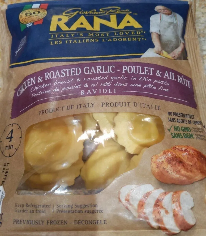 Ravioli poulet et ail rôti