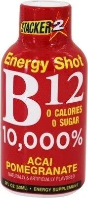 Stacker 2 B12 10,000% Energy Shot Acai & Pomegranate Flavor