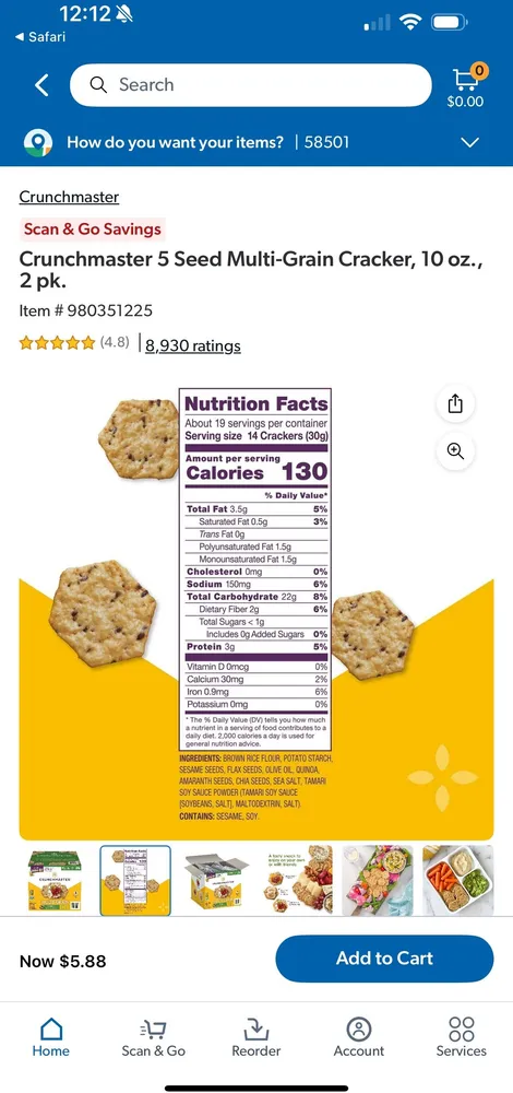 Multi-Grain 5-Seed Crunchy Baked Rice Crackers