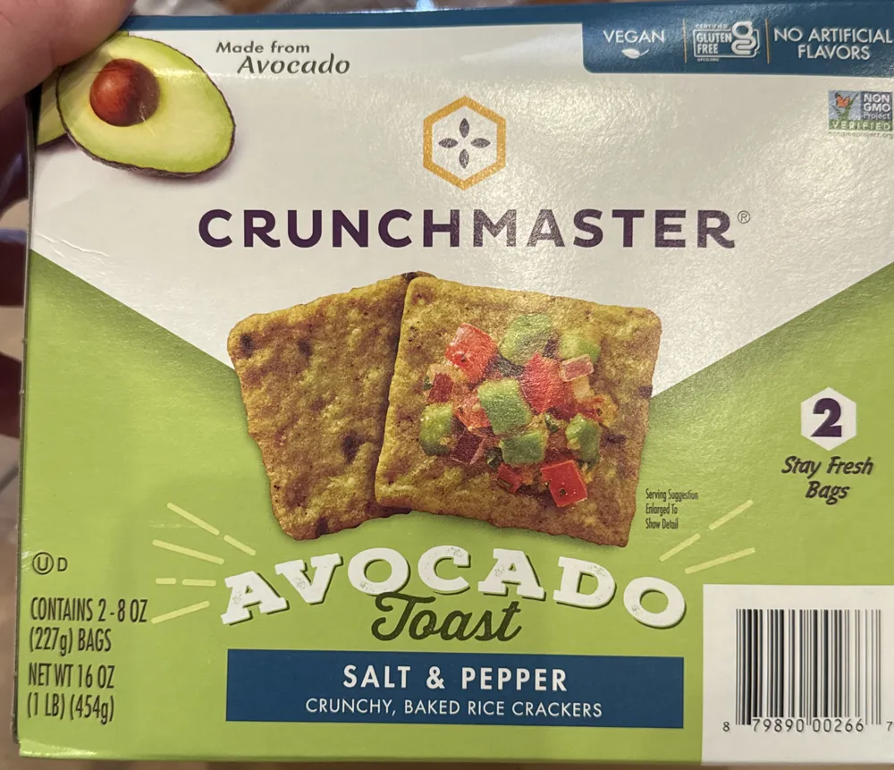 Avocado Toast Salt & Pepper Crunchy, Baked Rice Crackers