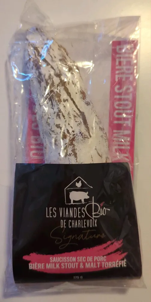 Saucisson sec de porc bière milk stout & malt torréfié