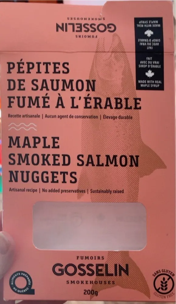 Maple smoked salmon nuggets
