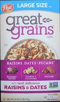 great grains raisins, dates & pecans cereal