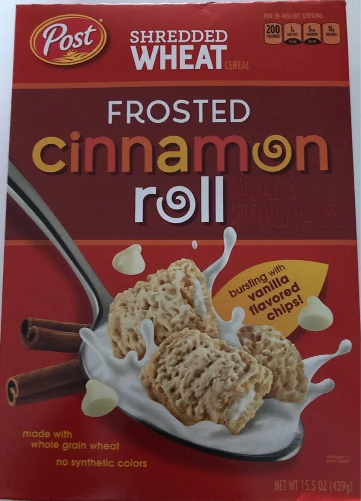 Cereal, frosted cinnamon roll, vanilla