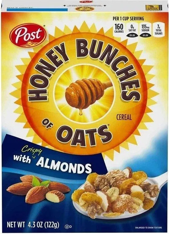 Honey bunches of oats cereal with crispy almonds