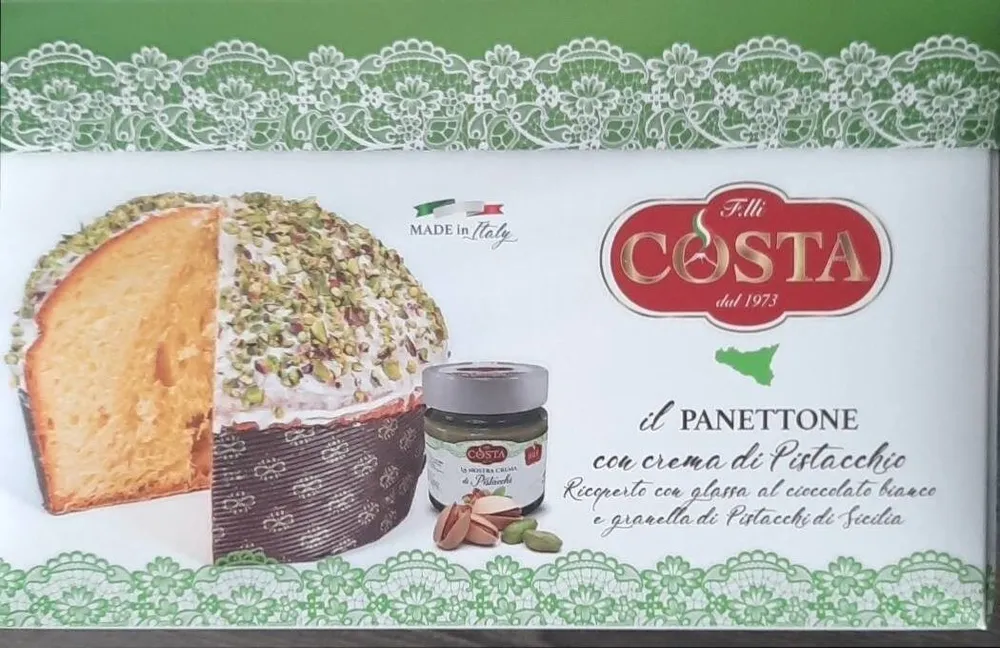 Panettone con crema di pistacchio