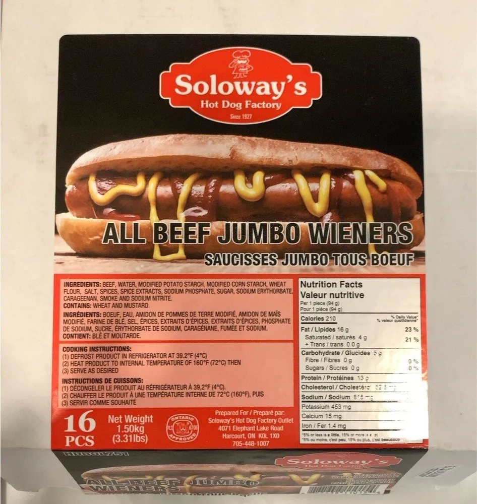 All beef jumbo weiners