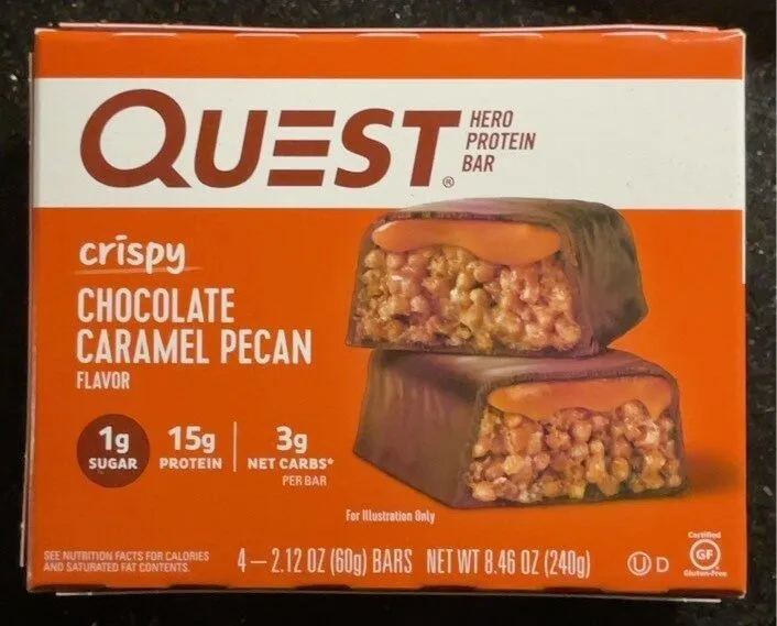 CRISPY CHOCOLATE CARAMEL PECAN FLAVORED PROTEIN BAR
